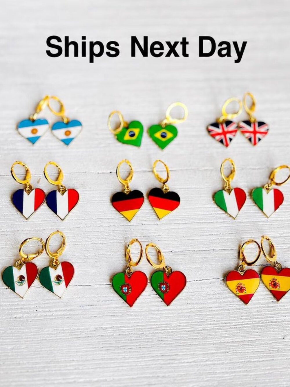 Country Flag Earrings World Flag Huggie Hoop Earrings 18K Gold Plated Flag
